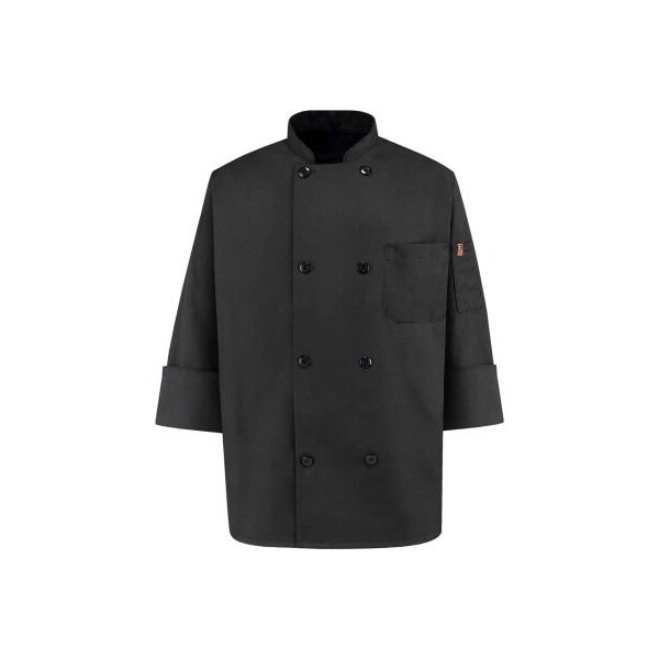 Vf Imagewear Chef Designs 8 Button-Front Chef Coat, Pearl Buttons, Black, Polyester/Cotton, 5XL KT76BKRG5XL - main